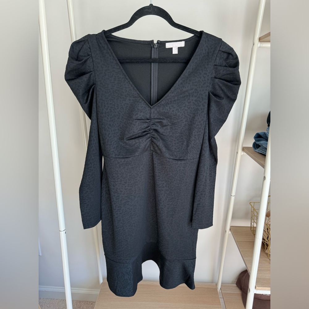 CHELSEA28 /Puff Long Sleeve Jacquard Dress - Picture 3 of 8